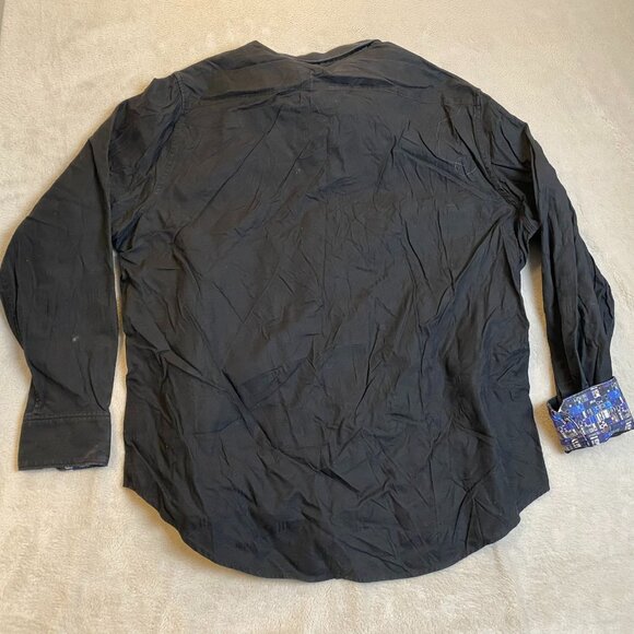 Robert Graham Mens Shirt 2XL Black Shirt Long Sleeve Button-Up With Patterned Cu - Picture 2 of 8